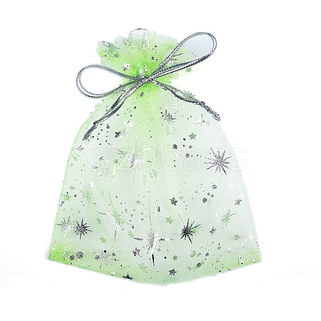 Sliver Stamping Star Organza Printed Gift Drawstring Bags PW-WG4192C-06-1