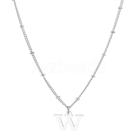 1Pc Brass Chain & 304 Stainless Steel Letter Pendant Necklaces NJEW-LP0001-35W-P-1