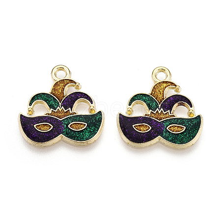 Carnival/Mardi Gras Theme Alloy Enamel & Glitter Powder Pendants ENAM-T020-53J-RS-1