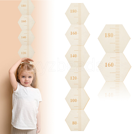 Hexagon Wood Measuring Growth Chart Rulers TOOL-WH0136-124B-1