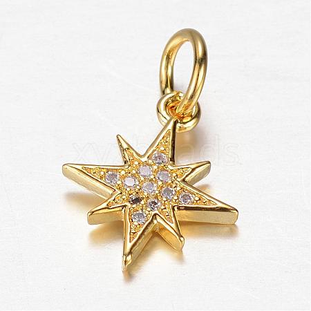 Brass Micro Pave Cubic Zirconia Charms ZIRC-K045-07G-1