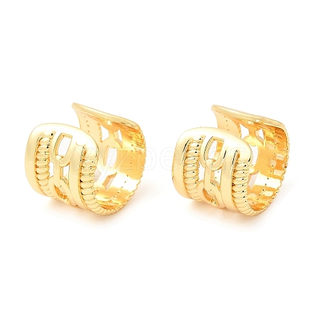 Brass Hollow Oval Cuff Earrings EJEW-K251-18G-1