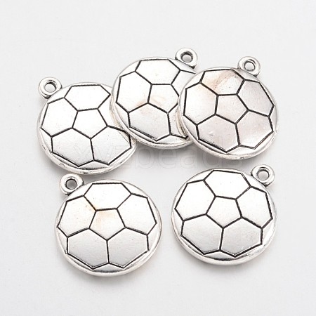 Tibetan Style Alloy FootBall/Soccer Ball Hobby Pendants X-TIBEP-S291-16-RS-1