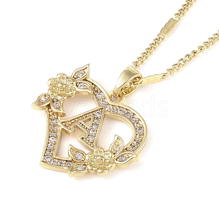 304 Stainless Steel Heart Pendant Necklaces with Cubic Zirconia NJEW-H029-01G-A-1