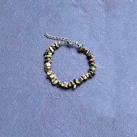 Natural Unakite Chip Beaded Bracelets for Women IW6789-22-1