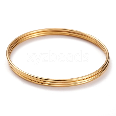 3Pcs Women's Simple Fashion PVD Vacuum Plating 304 Stainless Steel Stackable Buddhist Bangles BJEW-O182-11G-1