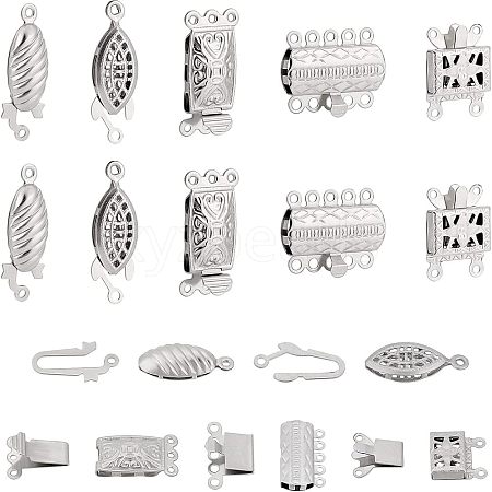 CHGCRAFT 48 Sets 6 Styles 304 Stainless Steel Box Clasps STAS-CA0001-53-1