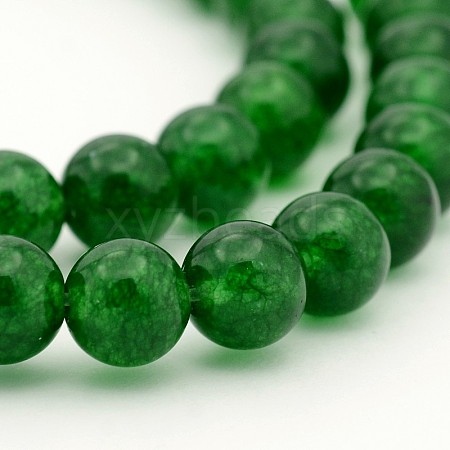 Dyed Natural White Jade Round Bead Strands G-J285-18-1