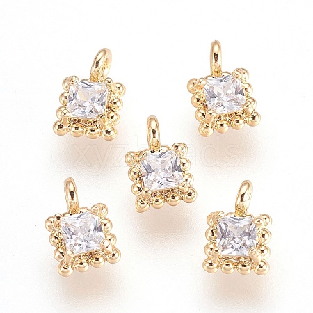 Brass Cubic Zirconia Pendants X-KK-T014-67G-1