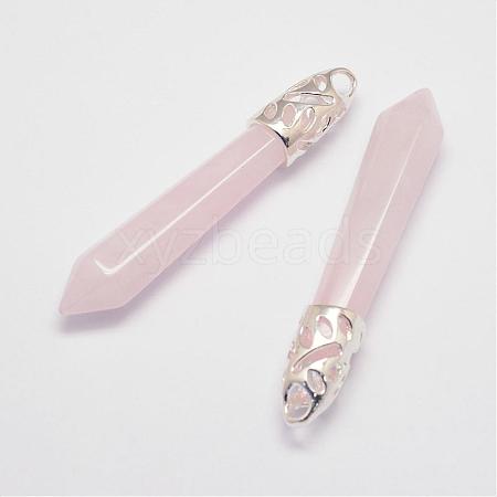 Natural Rose Quartz Big Pointed Pendants G-D860-C07-P-1