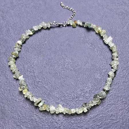 Natural Prehnite Chip Beaded Necklaces for Women IW6789-57-1