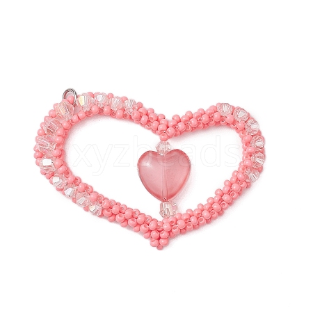 Beaded Heart Charms PALLOY-MZ00439-01-1