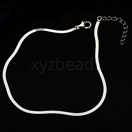 201 304 Stainless Steel Snake Chains Anklets for Women WG046FB-02-1
