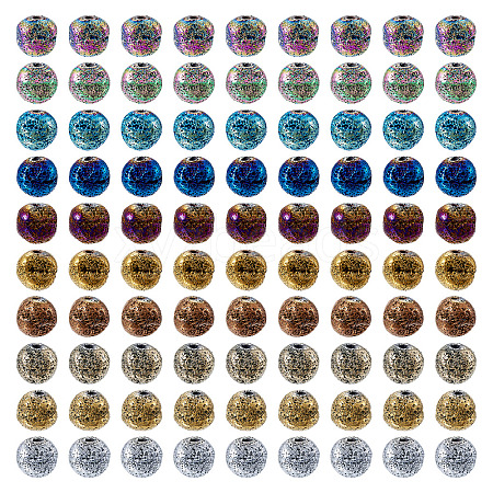 100Pcs 10 Colors Electroplated Natural Lava Rock Beads Strands G-PJ0001-03C-1