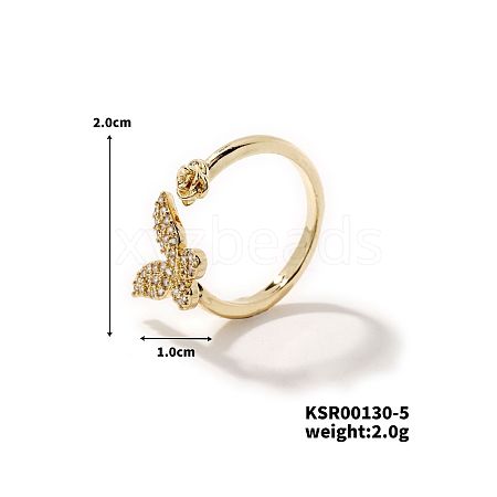 Cute and Fashionable Butterfly Brass Finger Rings FK7624-4-1