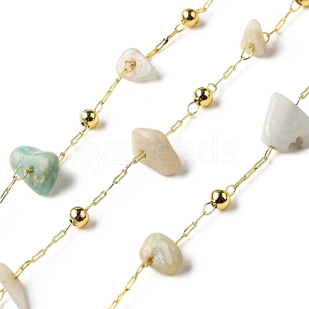 Handmade Natural Amazonite Chip Beaded Chains CHC-F020-09G-05-1