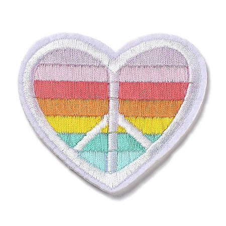 Heart with Peace Sign & Rain Stripe Appliques DIY-D080-08-1