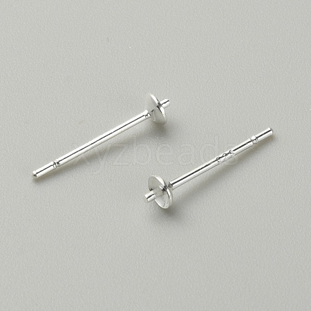 Brass Pearl Cup Stud Earring Findings LS-STER-WH0013-02-1