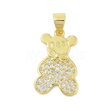 Rack Plating Brass Micro Pave Cubic Zirconia Pendants KK-Z074-64G-1