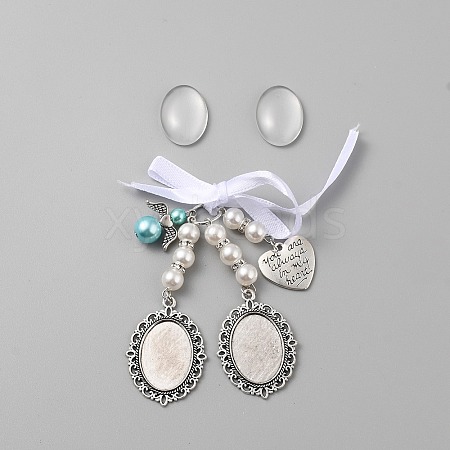 Wedding Bouquet Alloy & Glass Photo Charms DIY-WH20004-07B-AS-1