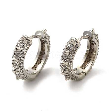 Clear Cubic Zirconia Hoop Earrings EJEW-M228-01P-1