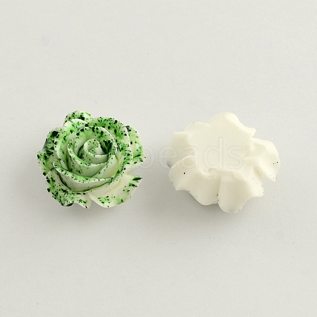 Dot Spray Painted Resin Flower Cabochons X-CRES-R168-01-1