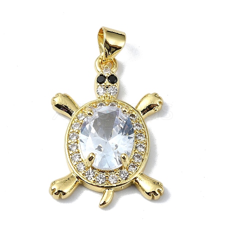 Rack Plating Real 18K Gold Plated Brass Micro Pave Cubic Zirconia Pendants KK-B084-06G-06-1