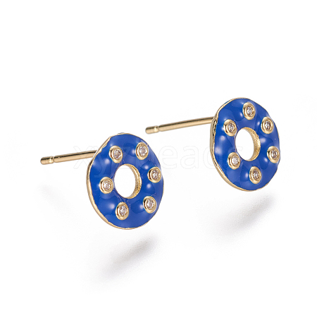 Brass Micro Pave Cubic Zirconia Ear Studs EJEW-F209-04A-G-1