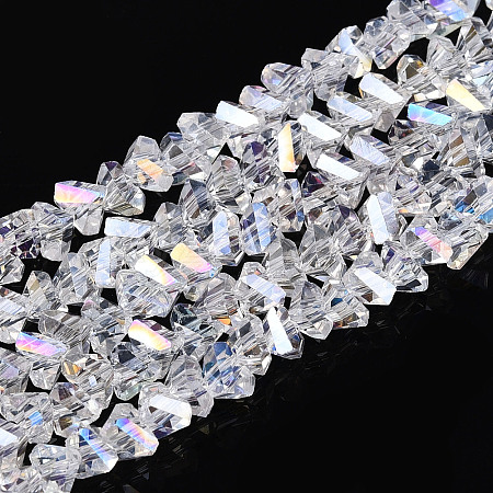 Electroplate Transparent Glass Beads Strands GLAA-N021-4mm-11-1