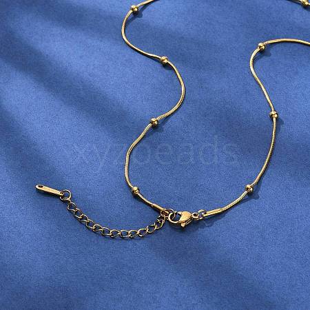 Brass Ball Snake Chain Necklaces for Men Women NJEW-G160-16G-1