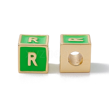Rack Plating Brass Enamel Beads KK-B060-04G-02R-1