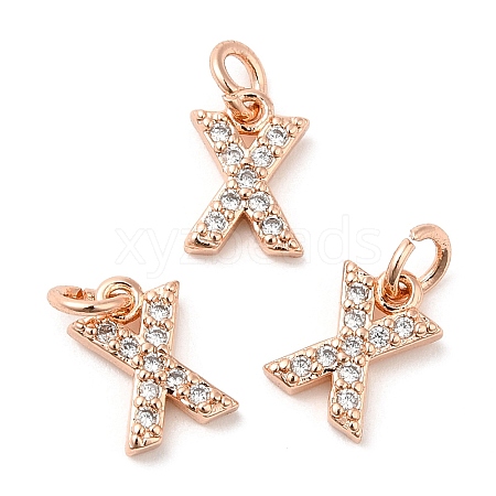 Brass Micro Pave Grade AAA Cubic Zirconia Charms ZIRC-P067-11RG-X-NR-1