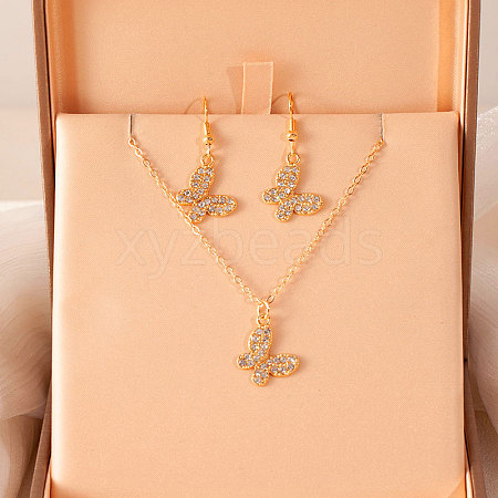 Alloy Rhinestone Pendant Necklaces & Dangle Earrings Sets for Women FS-WGD52C4-16-1