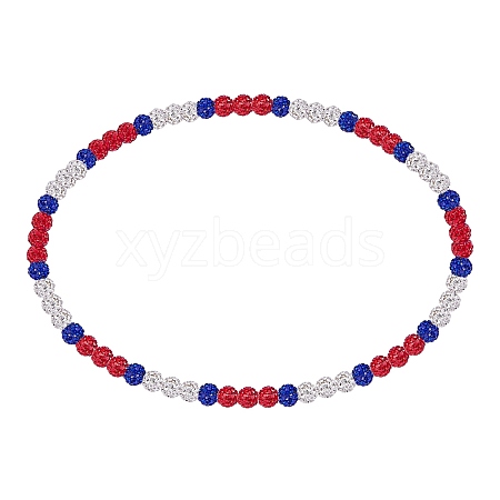 Polymer Clay Rhinestone Round Beaded Necklaces NJEW-SW00049-04-1