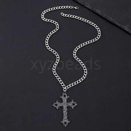 Alloy Religion Cross Pendant Twisted Chain Necklaces for Women PW-WG4E8E9-02-1