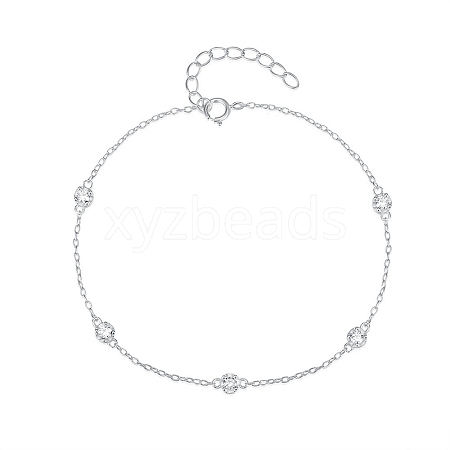 Silver 925 Sterling Silver Flat Round Link Bracelet CJ1255-10-1