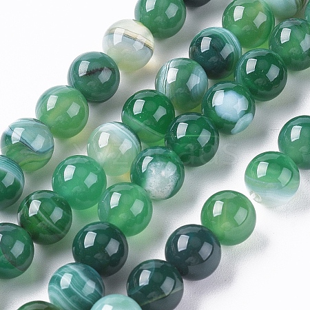 Natural Striped Agate/Banded Agate Beads X1-G-G582-6mm-58-1