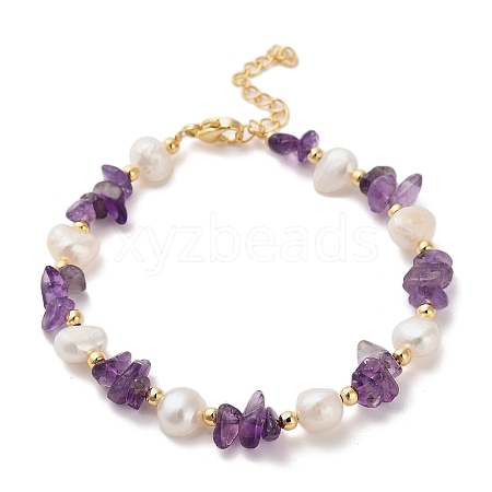 Natural Gemstone Chip Beaded Bracelets BJEW-F478-02D-1