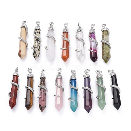 Natural Gemstone Big Pointed Pendants G-F696-B-1