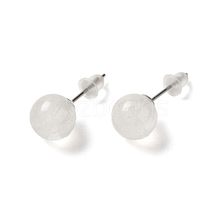 Natural Quartz Crystal Stud Earrings G-B075-02P-03-1