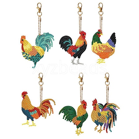 Rooster DIY Diamond Painting Pendant Decoration Kits PW-WG73715-01-1