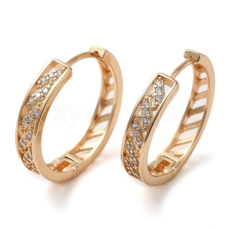 Brass Micro Pave Cubic Zirconia Hoop Earrings EJEW-M238-55KCG-1