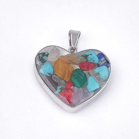 Natural & Synthetic Mixed Stone Pendants X-STAS-T043-01O-1