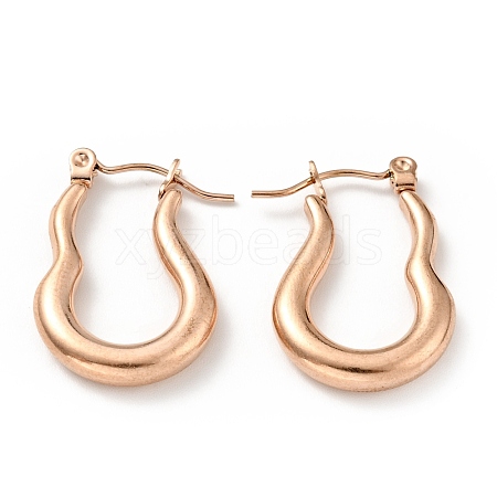 Ion Plating(IP) 304 Stainless Steel Twist Oval Hoop Earrings for Women EJEW-G293-07RG-1