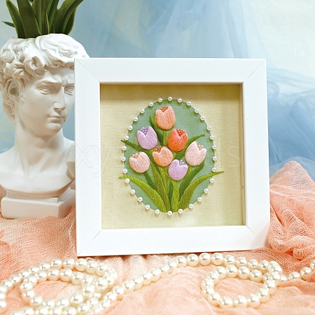 DIY Flower Pattern Photo Frame Embroidery Kits for Beginner PW-WG0A42E-02-1