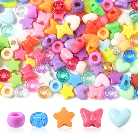 900Pcs 5 Styles Opaque & Transparent Plastic Beads KY-YW0002-26-1