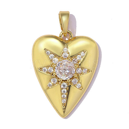 Brass Micro Pave Clear Cubic Zirconia Pendants CU-OY001-77G-1