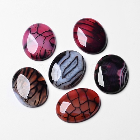 Natural Dragon Veins Agate Cabochons X-G-F296-03-30x40mm-1