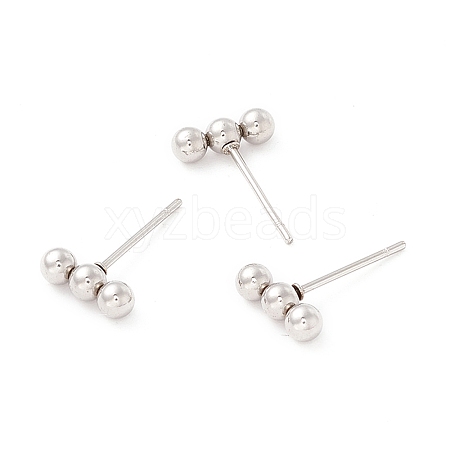 Tarnish Resistant 201 Stainless Steel Beaded Horizontal Bar Stud Earrings with 316 Stainless Steel Pin for Women X-STAS-K238-01P-1