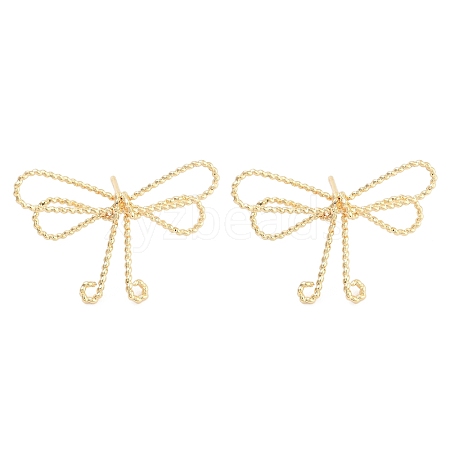 Twisted Bowknot Brass Stud Earrings for Women EJEW-S216-04A-G-1